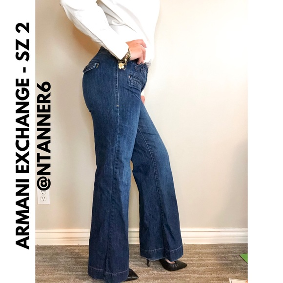 ARMANI EXCHANGE BELL BOTTOM JEANS - SZ 2 - Picture 3 of 4